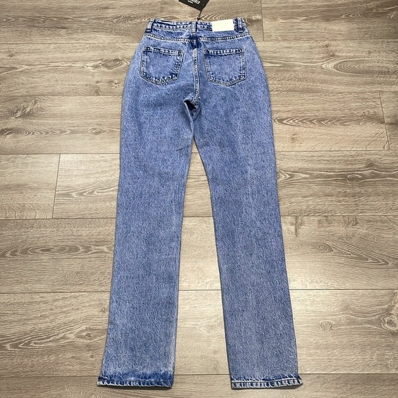 NWT Missguided Wrath Highwaisted Split Hem Straight Leg Denim Jeans 2 Long - Picture 14 of 16
